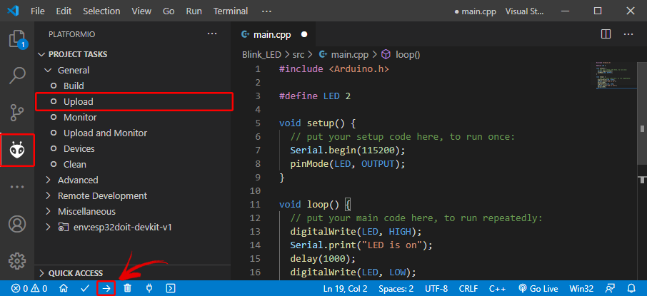 Upload-Code-ESP32-PlatformIO-VS-Code Hướng dẫn cài đặt Visual Studio Code và PlatformIO để lập trình Arduino, ESP32, ESP8266